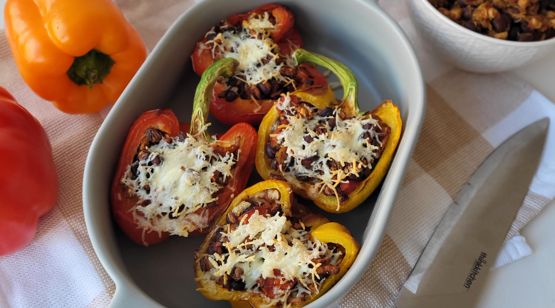 Poivrons farcis à la protéine végétale texturée (PVT)